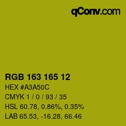 Color code: RGB 163 165 12 | qconv.com