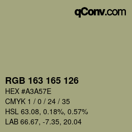 颜色代码: RGB 163 165 126 | qconv.com
