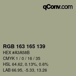 Farbcode: RGB 163 165 139 | qconv.com