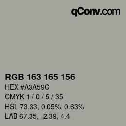 Color code: RGB 163 165 156 | qconv.com