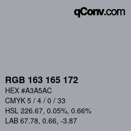 颜色代码: RGB 163 165 172 | qconv.com
