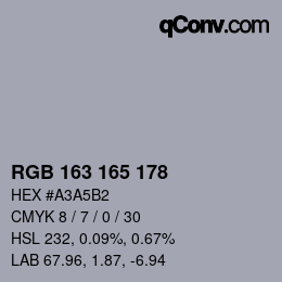 Color code: RGB 163 165 178 | qconv.com