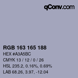 Color code: RGB 163 165 188 | qconv.com