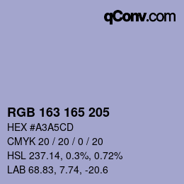 カラーコード: RGB 163 165 205 | qconv.com