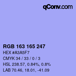 Color code: RGB 163 165 247 | qconv.com