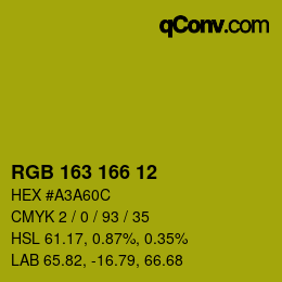 Color code: RGB 163 166 12 | qconv.com