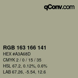 Color code: RGB 163 166 141 | qconv.com