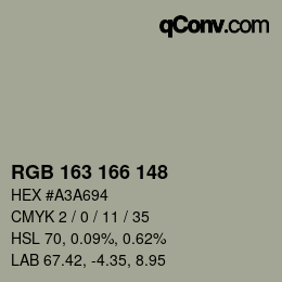 Código de color: RGB 163 166 148 | qconv.com