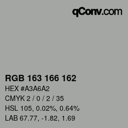 Color code: RGB 163 166 162 | qconv.com
