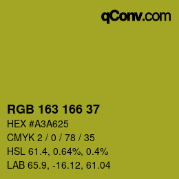 カラーコード: RGB 163 166 37 | qconv.com