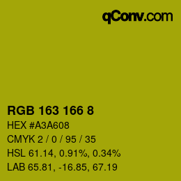 Color code: RGB 163 166 8 | qconv.com