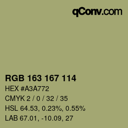 Código de color: RGB 163 167 114 | qconv.com