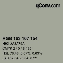 Color code: RGB 163 167 154 | qconv.com