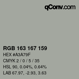 カラーコード: RGB 163 167 159 | qconv.com