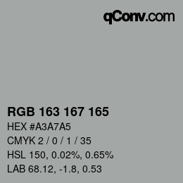 Código de color: RGB 163 167 165 | qconv.com