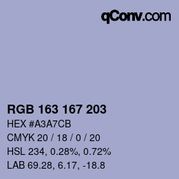 Color code: RGB 163 167 203 | qconv.com
