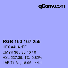 Color code: RGB 163 167 255 | qconv.com