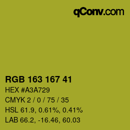 Color code: RGB 163 167 41 | qconv.com