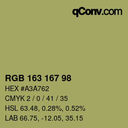 Código de color: RGB 163 167 98 | qconv.com