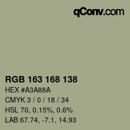 颜色代码: RGB 163 168 138 | qconv.com