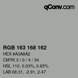 Color code: RGB 163 168 162 | qconv.com