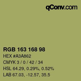 Farbcode: RGB 163 168 98 | qconv.com