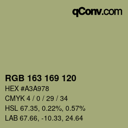 カラーコード: RGB 163 169 120 | qconv.com