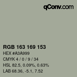 Color code: RGB 163 169 153 | qconv.com