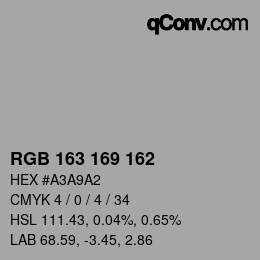 Color code: RGB 163 169 162 | qconv.com