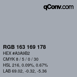 Color code: RGB 163 169 178 | qconv.com