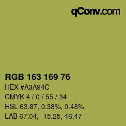 Farbcode: RGB 163 169 76 | qconv.com