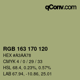 カラーコード: RGB 163 170 120 | qconv.com