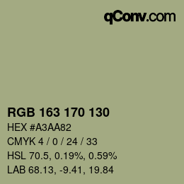 カラーコード: RGB 163 170 130 | qconv.com