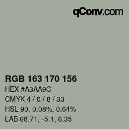 カラーコード: RGB 163 170 156 | qconv.com