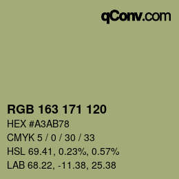 颜色代码: RGB 163 171 120 | qconv.com