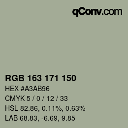 Color code: RGB 163 171 150 | qconv.com