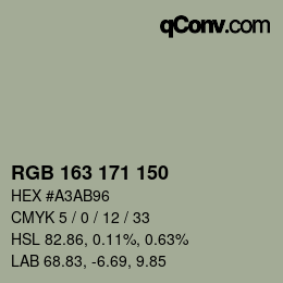 颜色代码: RGB 163 171 150 | qconv.com