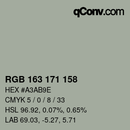 カラーコード: RGB 163 171 158 | qconv.com