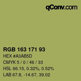 Color code: RGB 163 171 93 | qconv.com