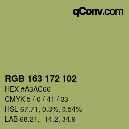 Color code: RGB 163 172 102 | qconv.com