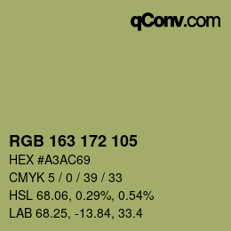 Color code: RGB 163 172 105 | qconv.com
