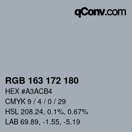 カラーコード: RGB 163 172 180 | qconv.com