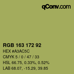 Color code: RGB 163 172 92 | qconv.com