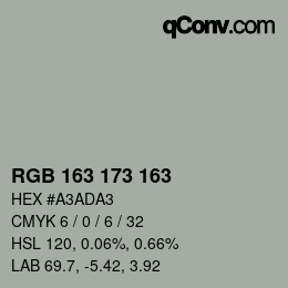 Color code: RGB 163 173 163 | qconv.com