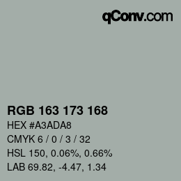 Color code: RGB 163 173 168 | qconv.com