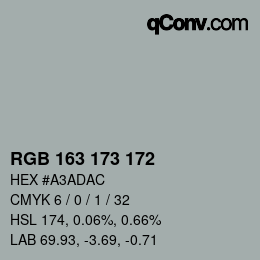 Farbcode: RGB 163 173 172 | qconv.com