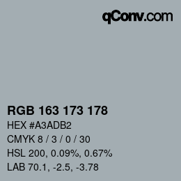 Color code: RGB 163 173 178 | qconv.com