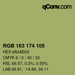 Color code: RGB 163 174 105 | qconv.com