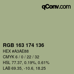 Color code: RGB 163 174 136 | qconv.com