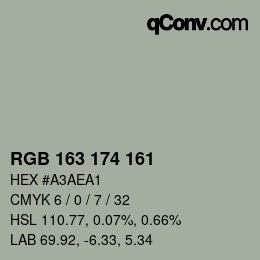 Color code: RGB 163 174 161 | qconv.com